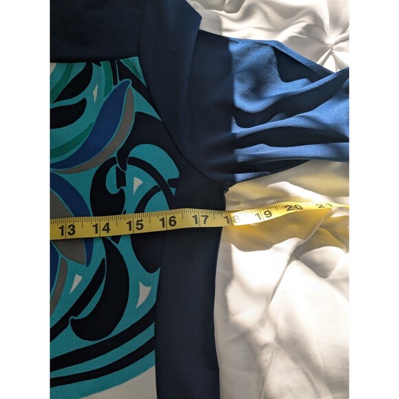 Banana Republic Dress Women's PM Multi Blue Color Block Abstract Art Sheath - Picture 12 of 13